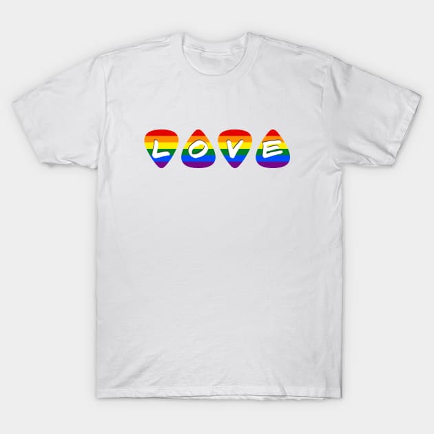 Love Pride Flag Guitar Picks T-Shirt by Scar